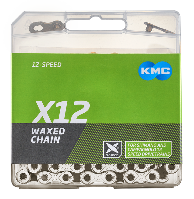 Kmc ketting x12 12v 126l waxed zilver zwart