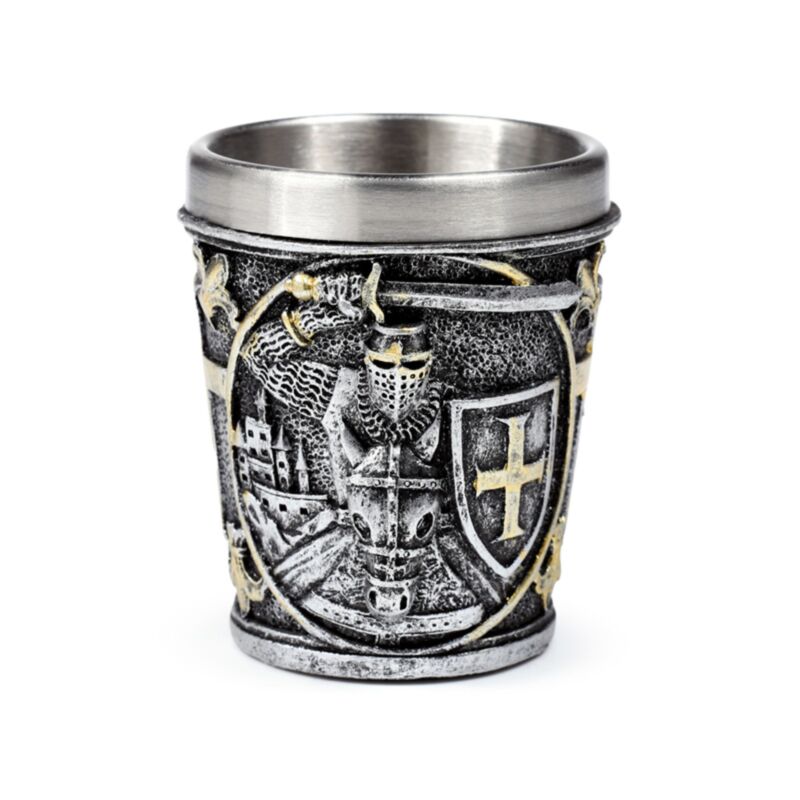 Mittelalterlicher Ritter mit Schild Schnapsglas Schnapsglas
