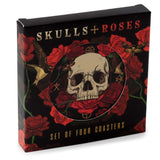 Totenkopf-Rosen-Set mit 4 Untersetzern