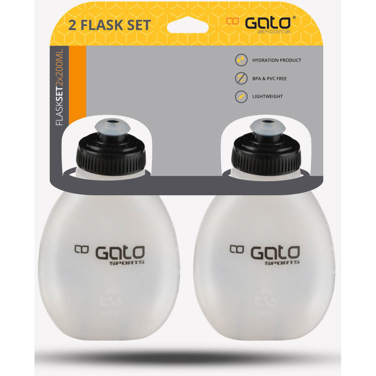 Outwet Gato Trinkflaschen Set 2 Stücke 200 ml schwarz transparent