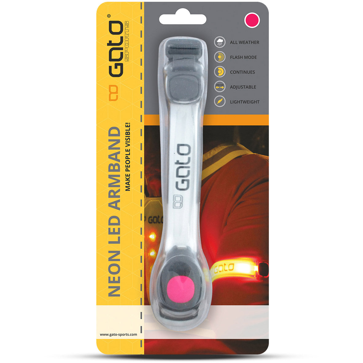 Outwet Gato-Armband mit LED-USB, Einheitsgröße, Neonrosa