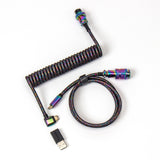 Keychron Premium Spuled Aviator Cable Rainbow Plated Blac