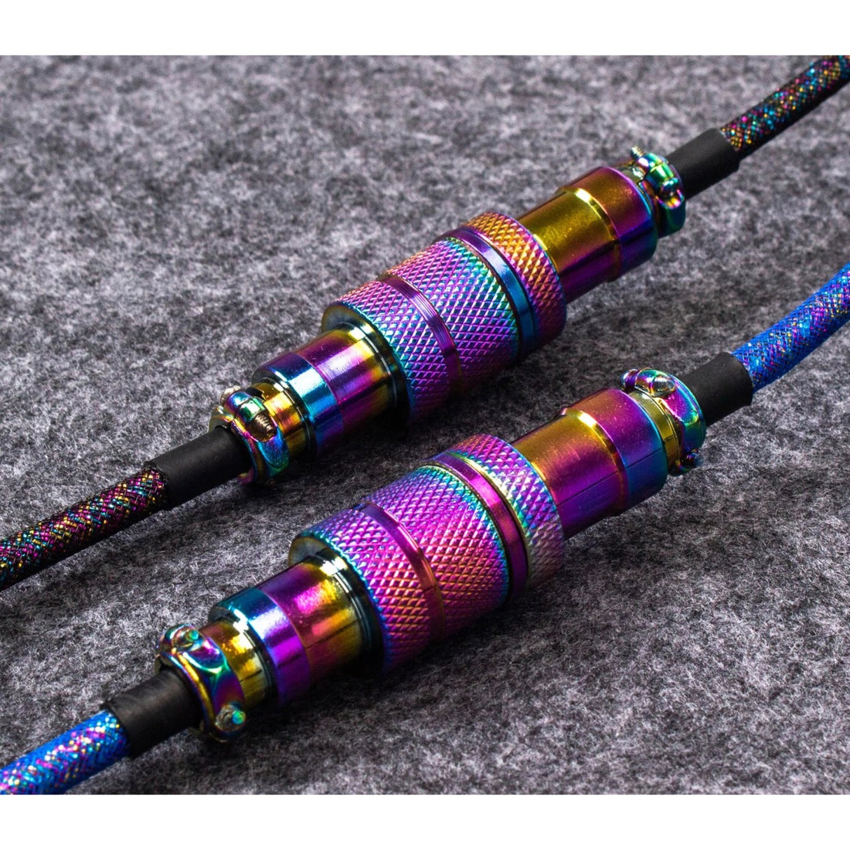 Keychron Premium Spuled Aviator Cable Rainbow Plated Blac