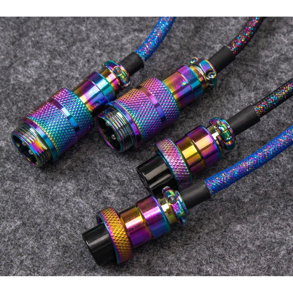Keychron Premium Spuled Fliegerkabel Regenbogenblau plattiert