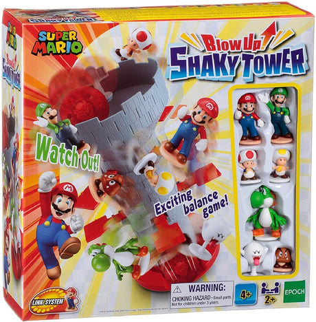Epoch Games Super Mario explodiert! Shaky Tower – Balancespiel mit 7 Super Mario-Sammelfiguren
