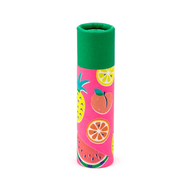 Lippenbalsamstift aus Papier mit Sommerfrüchten