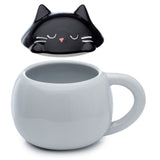 Feline feine Keramiktasse in Katzendeckelform