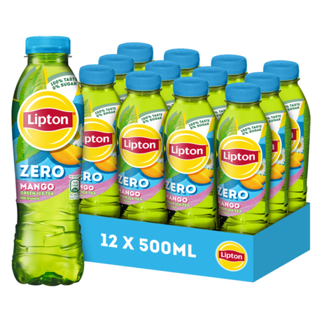 Lipton ice tea fles - mango zero sugar - zonder suiker - 12 x 500 ml - voordeelverpakking