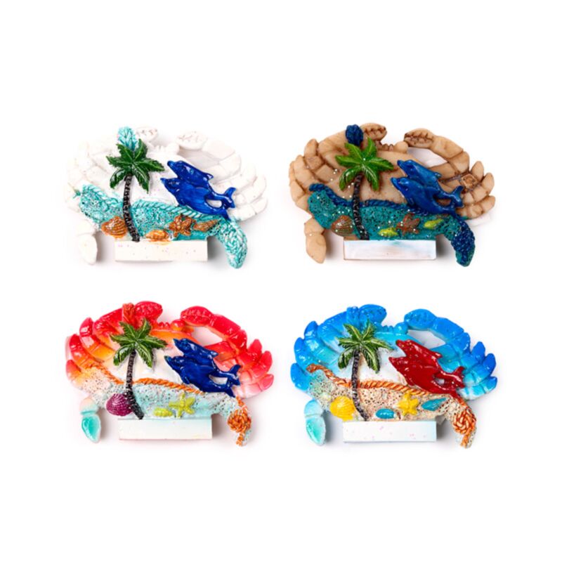 Meeresstrand-Souvenirmagnet, krabbenförmige Muscheln, Delfin