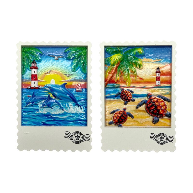 Strand-Meer-Magnet-Briefmarke, Schildkröten, Delfine