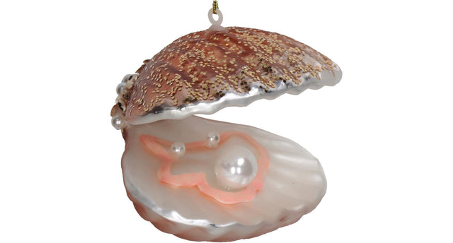 Ornament shell glass peach 8 cm