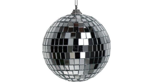 Ornament disco ball glass silver 10cm