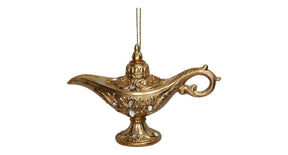 Ornament oil lamp polyresin gold 10.8cm