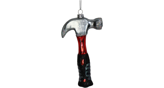 Ornament hammer glass red 13.3cm