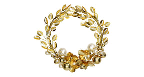Ornament wreath plastic gold 16.5cm
