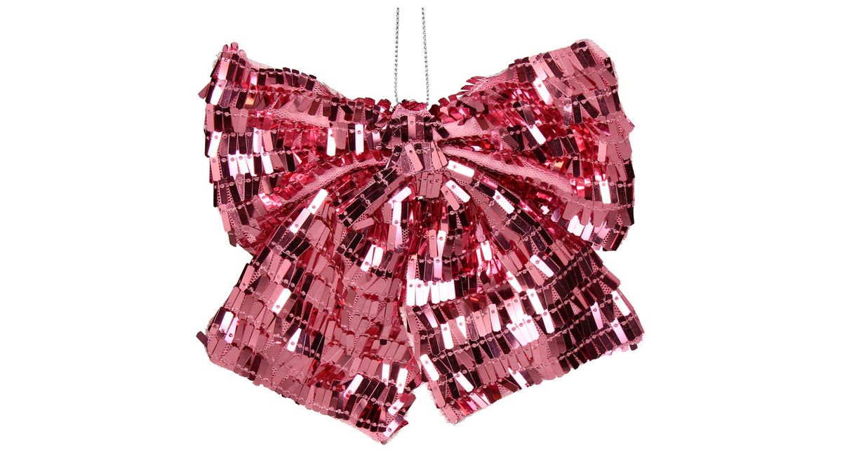 Ty ornament par bow fabric pink 17.8cm