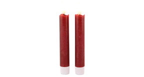 Led dinerkaars 15cm rustiek rood set 2 met timer (excl. 1xaaa)