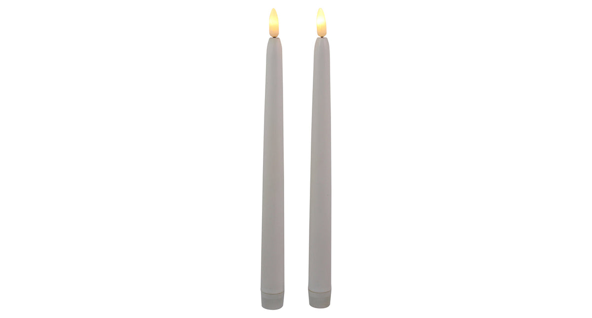 Set van 2 led dinerkaars 28cm wit met timer (excl. 2xaa)