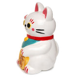 Maneki neko Spardose aus weißer Keramik