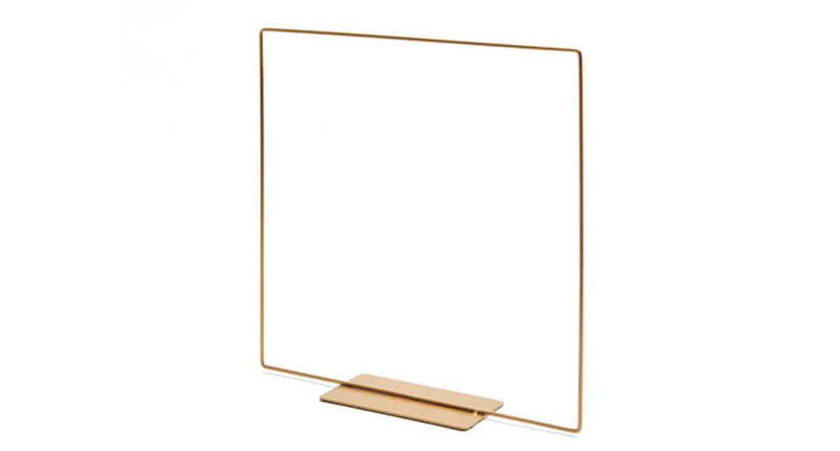 Metal square on base 25cm gold