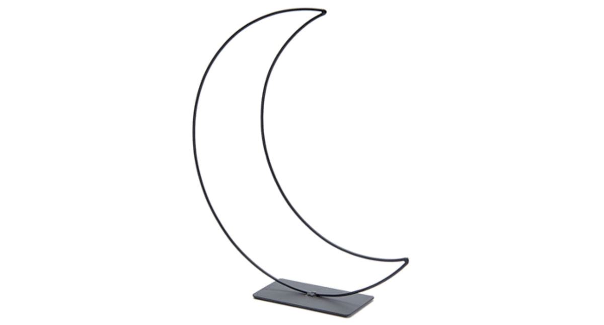 Metal moon on base 30cm black