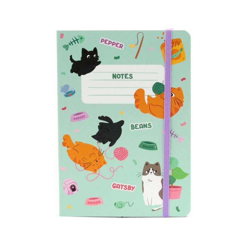 Beans Co Cats recyceltes liniertes A5-Notizbuch