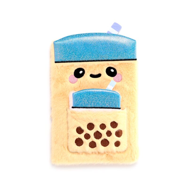 Foodiemals Bubble Tea Plüsch-Notizbuchtasche