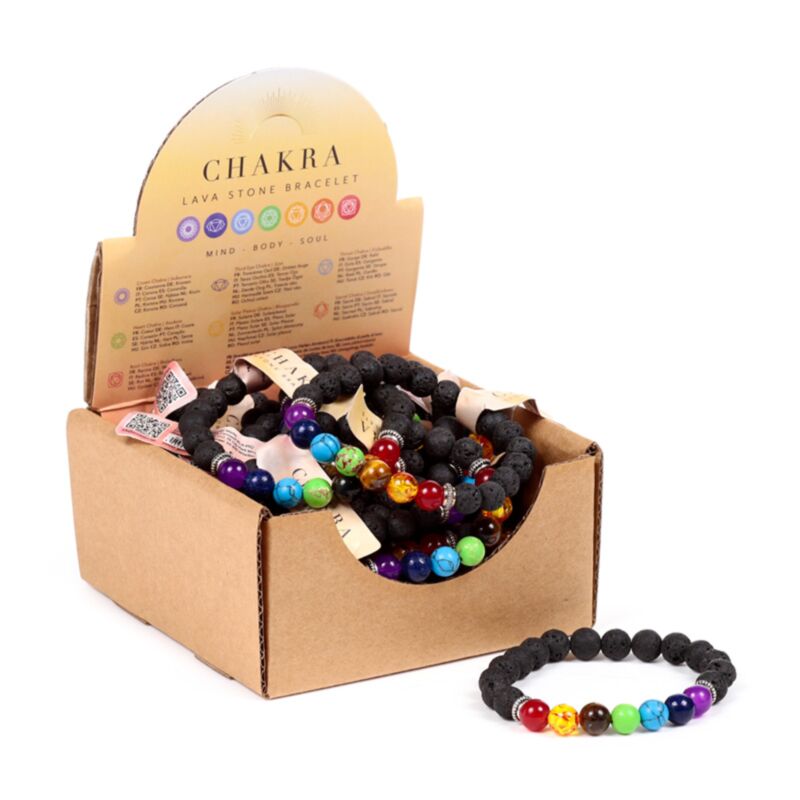 Chakra-Lavastein-Perlen-Edelstein-Armband