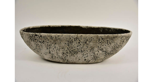 Schaal lava ovaal l 55x19x16,5cm steengrijs