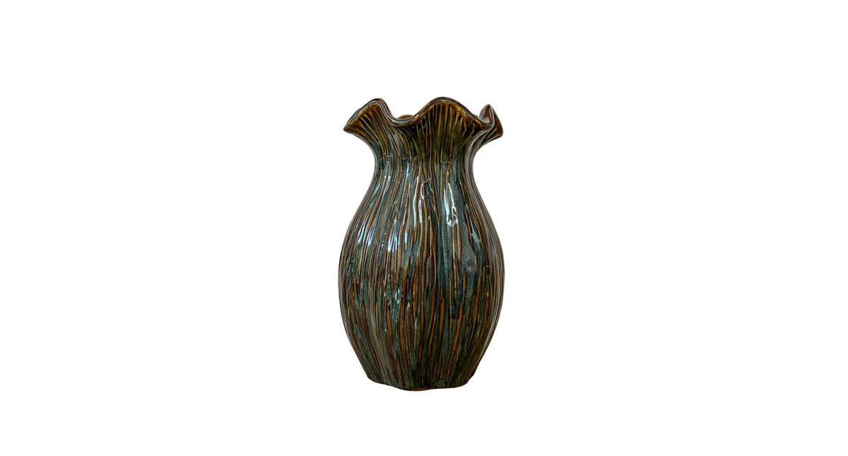 Vaas ''loire'' keramiek d15,5 h25cm dark green
