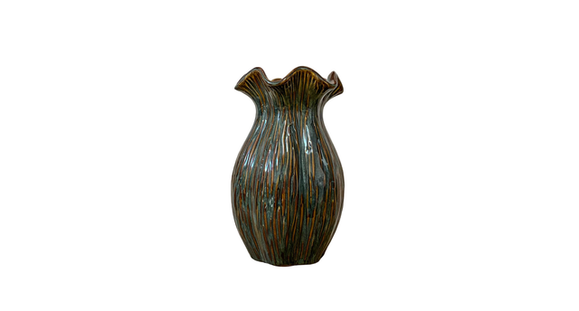 Vaas ''loire'' keramiek d15,5 h25cm dark green