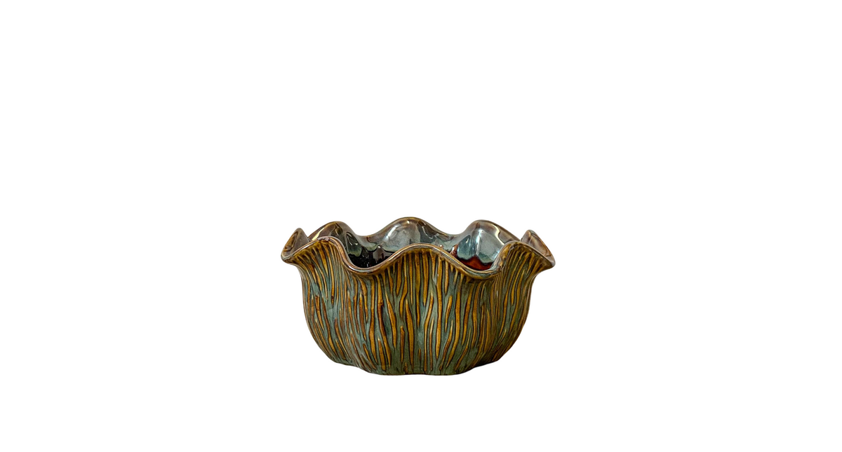 Schaal ''loire'' keramiek d22,5 h10cm dark green
