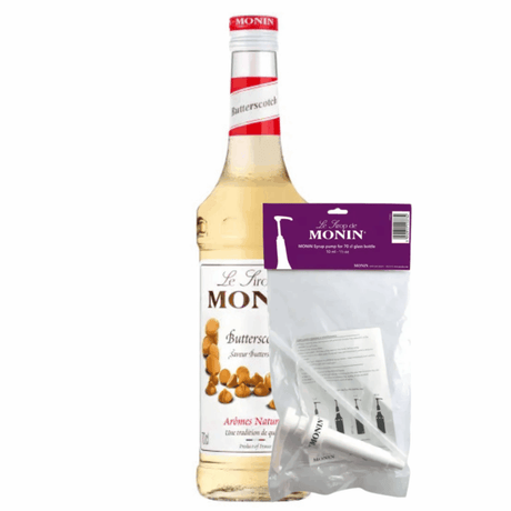 Monin Sirup Butterscotch (70 cl) + Siruppumpe (10 ml)