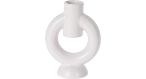 Kandelaar aardewerk ''ring'' 9x6x12cm matwit