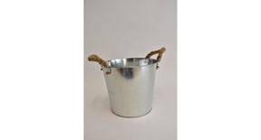Zink emmer met jute oren d21 h19cm