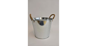 Zink emmer met jute oren d25 h22,5cm