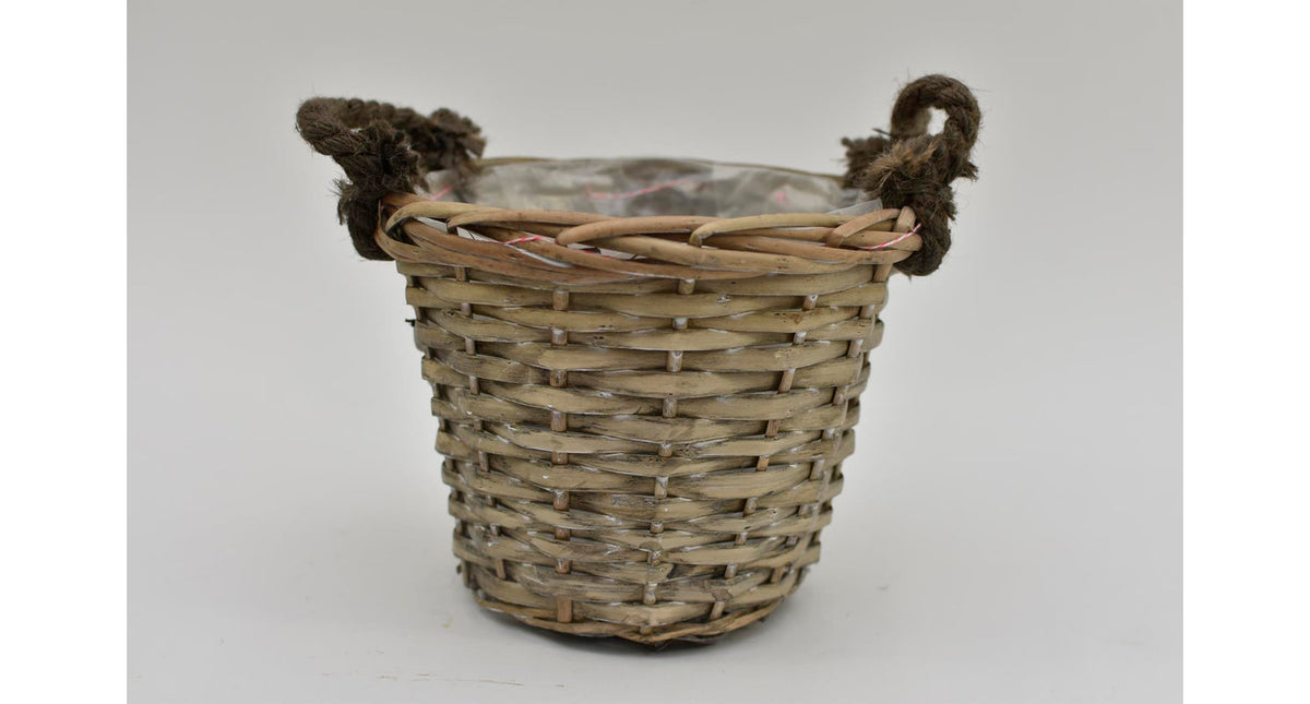 Oorpot riet met jute oren 20x16cm grijs