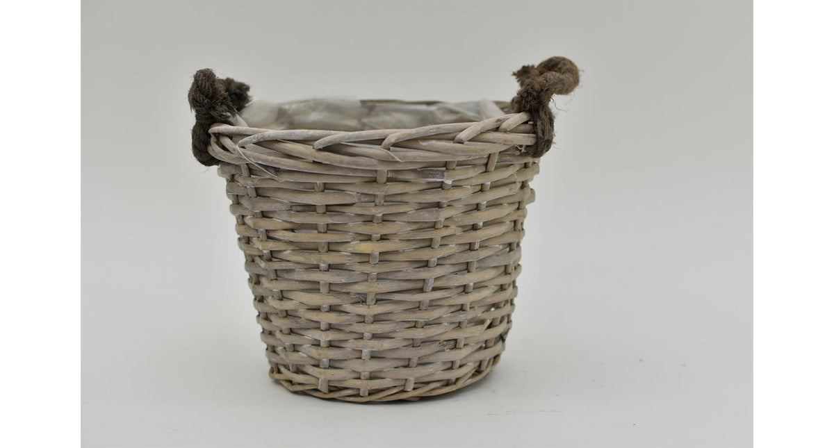 Oorpot riet met jute oren 24x19cm grijs