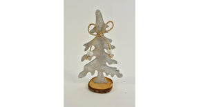 Houten kerstboom hanger grijs op voet naturel 15x9x5cm