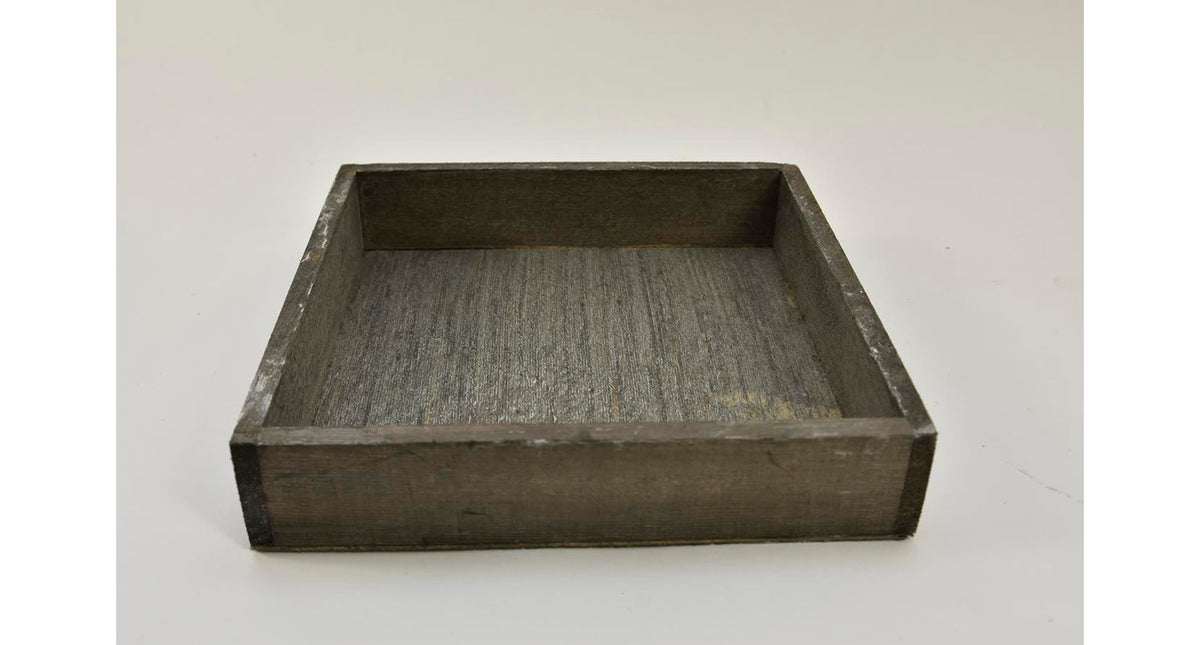 Houten tray vierkant grey-wash 20x20x4cm
