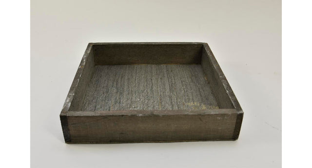 Houten tray vierkant grey-wash 20x20x4cm