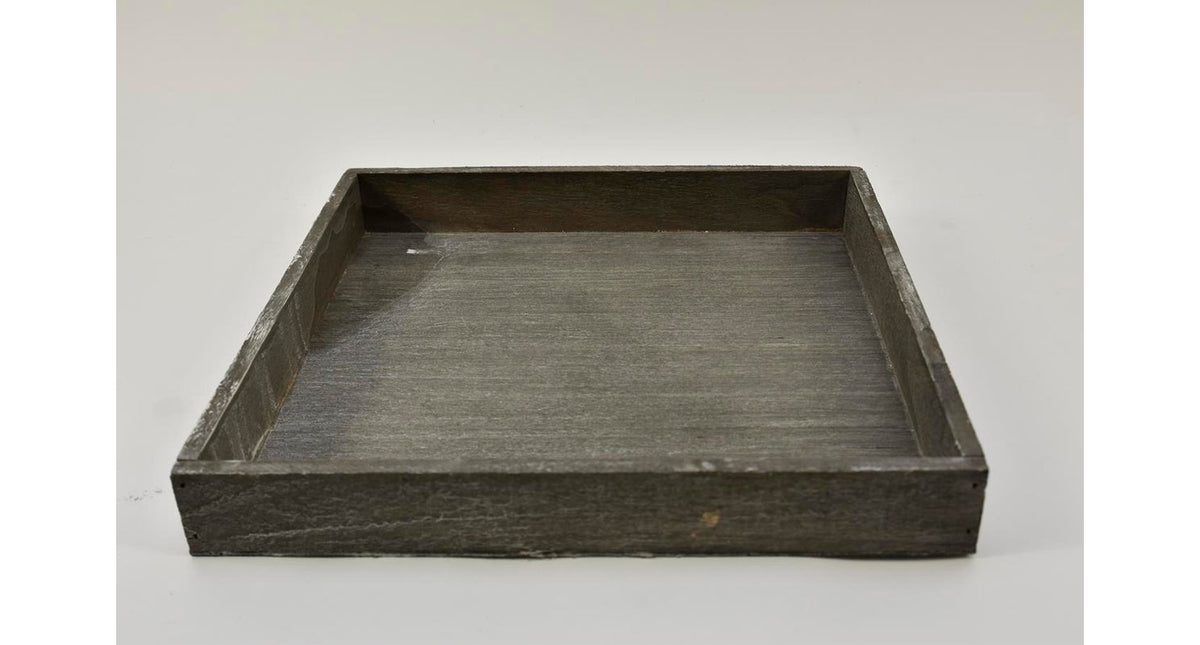 Houten tray vierkant grey-wash 30x30x4cm