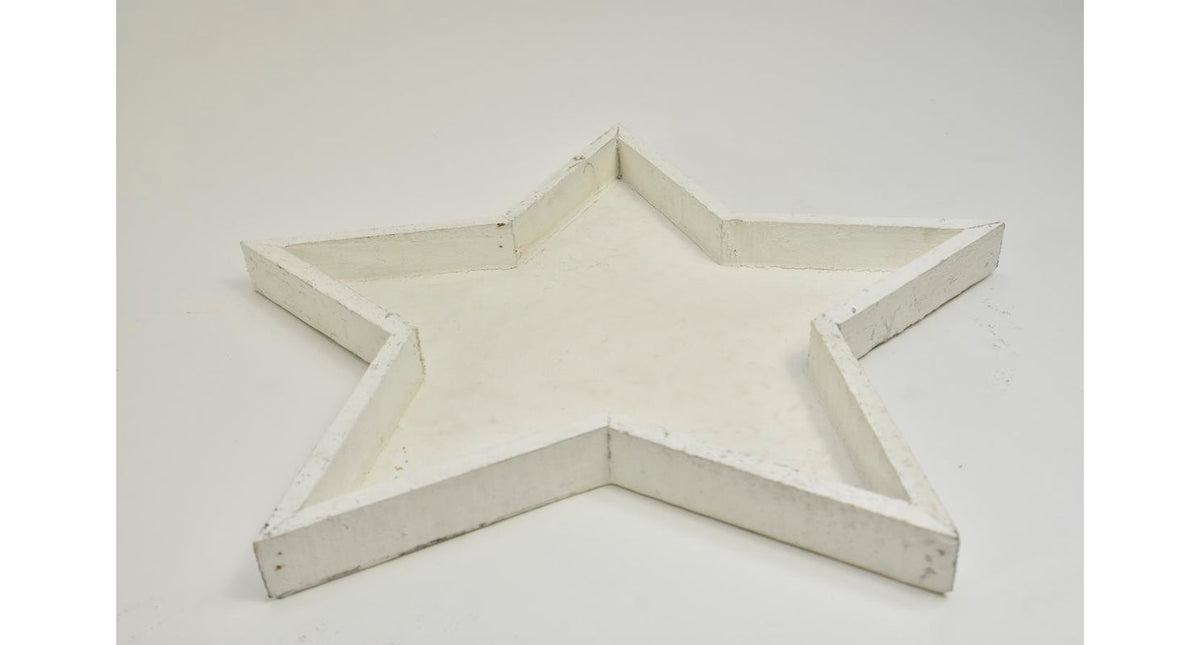 Houten tray ster white-wash 40x40x3cm
