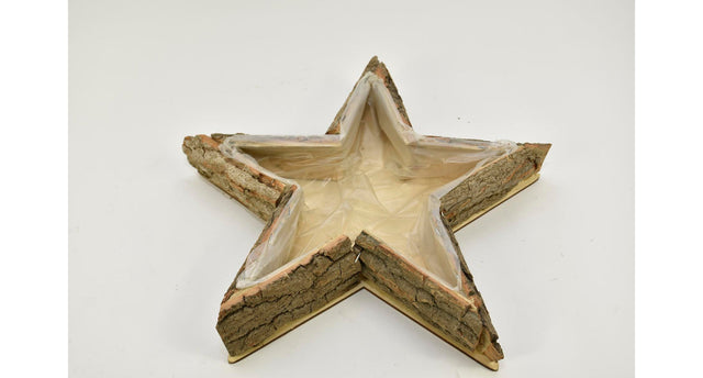 Houten tray ster ''schors'' d41 h7cm naturel