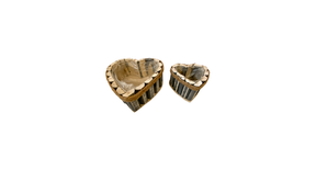 Set 2 houten planter wall hartvorm grijs met touw 24x24x10cm 16x16x9cm