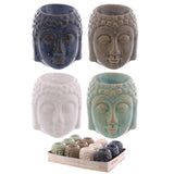 Crackelee-Glasur-Keramik-Duftbrenner mit Buddha-Kopf – klein