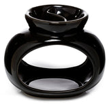 Schwarzer, ovaler Doppelschalen-Duftbrenner aus Keramik für Öl und Wachs