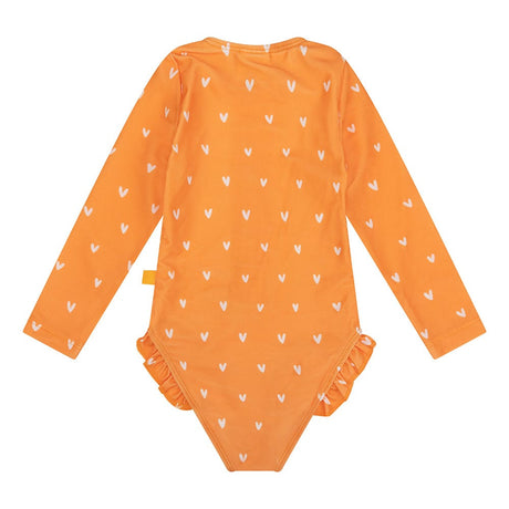 Orangenkuss | Orangefarbener UV-Badeanzug für Mädchen mit langen Ärmeln