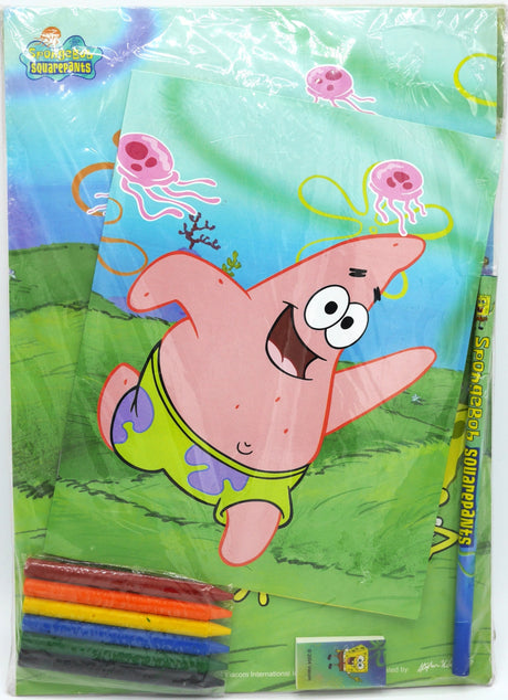 Van der Doelen Sponge Bob Bumber Pack mit Skizzenbuch, Notizbuch, Bleistift, Radiergummi und farbiger Kreide