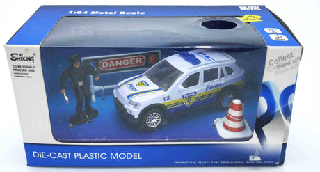 Jonotoys Druckguss-Polizeiauto mit Sound-Offizier und Schildern